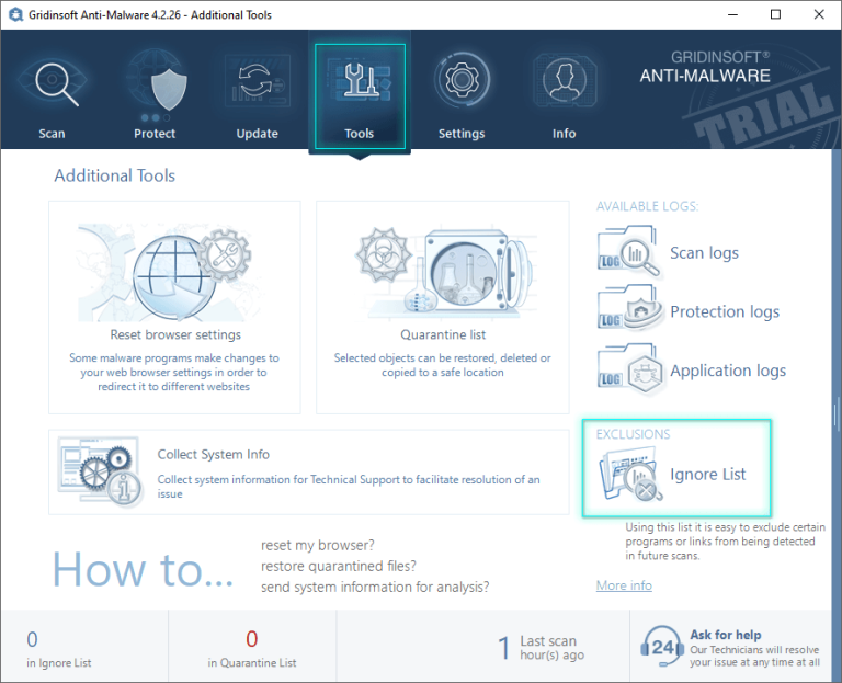 Ignore List in Gridinsoft AntiMalware Gridinsoft Help Center